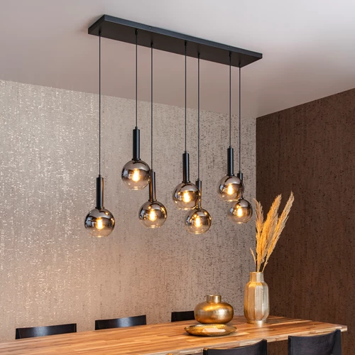 Lucide MARIUS - Pendant light - 7xE27 - Black - atmosphere 1